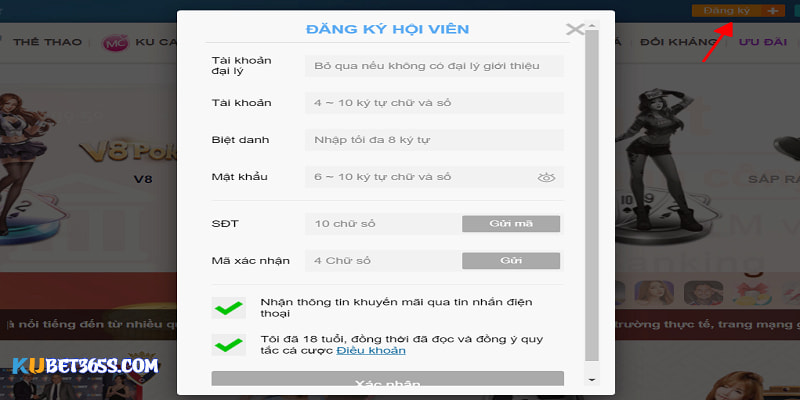 Hướng dẫn đăng ký - đăng nhập KUBET